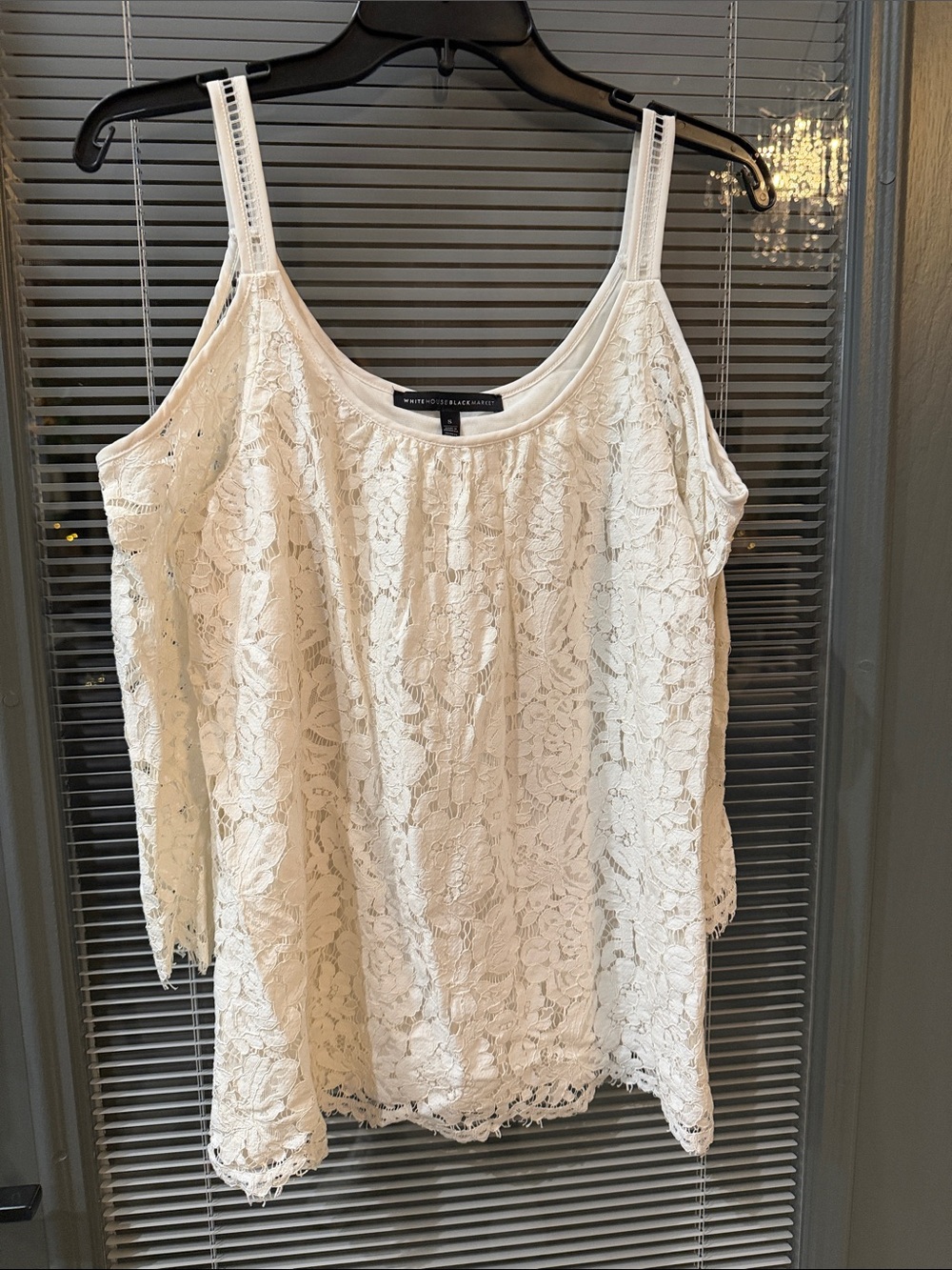 White House Black Market Ivory Floral Lace Camisole